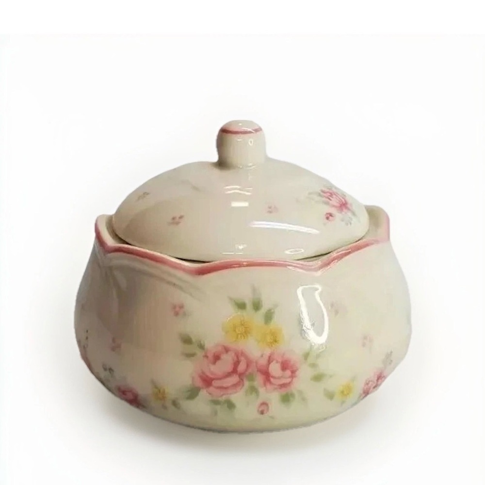 Vintage Pink Elegance Floral Porcelain Covered Trinket Box Japan